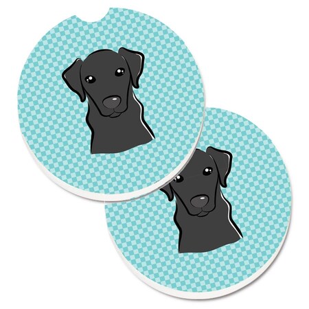 Carolines Treasures Checkerboard Blue and Black Labrador  Cup Holder Car Coaster, PK2 BB1173CARC